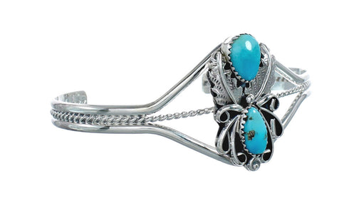 Native American Genuine Sterling Silver Turquoise Stone Cuff Bracelet JX128806